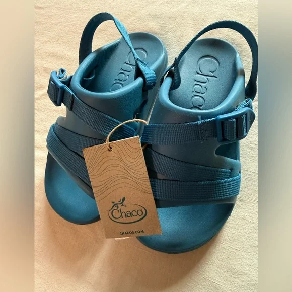 NWT Chaco Kids Blue Strappy Sport Sandals size 2 - Picture 2 of 5